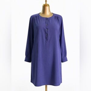 LOFT Purple Long-Sleeve Henley Tunic missing string tie for waist